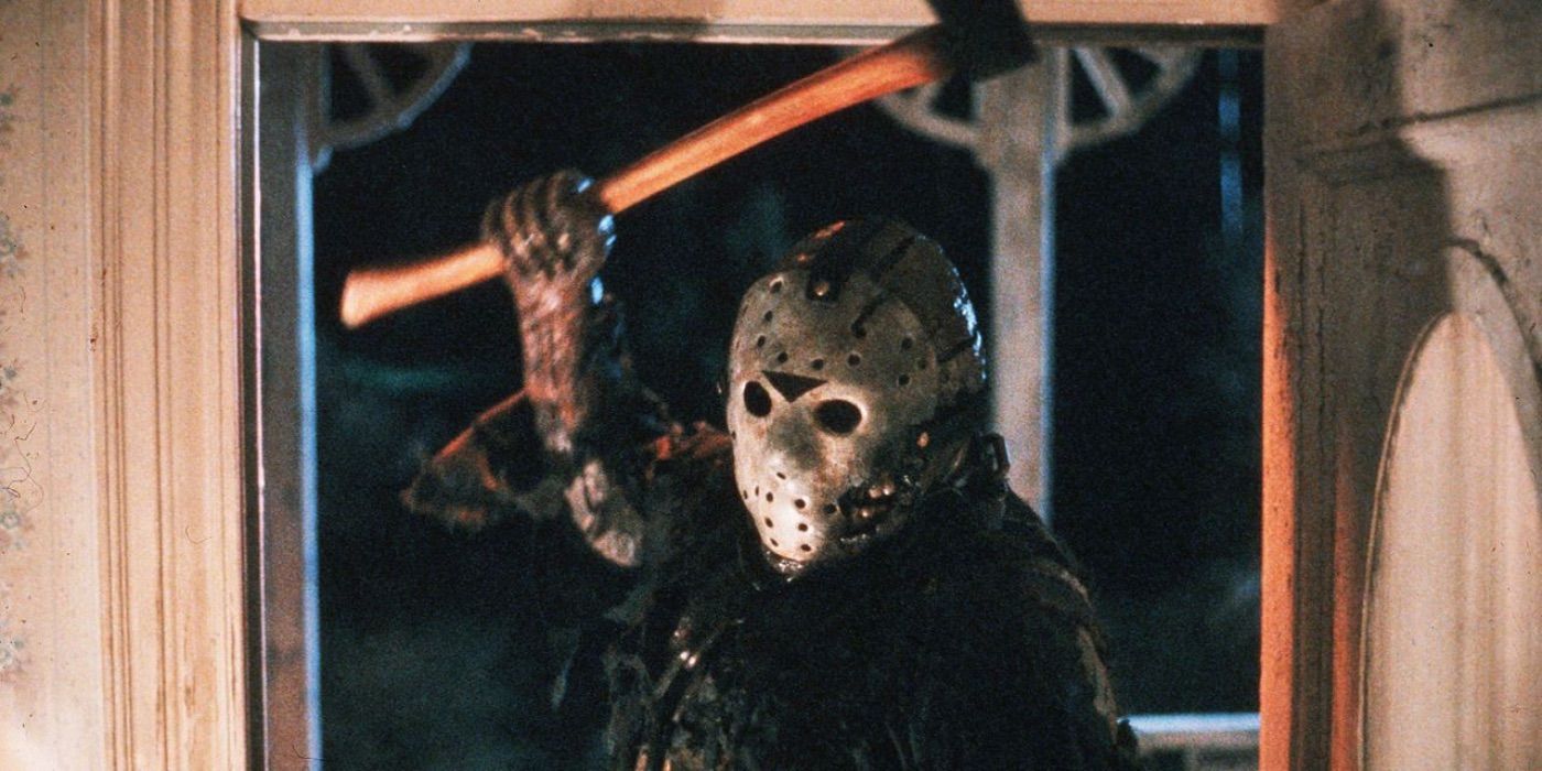 Jason Voorhees holds an axe in Friday the 13th