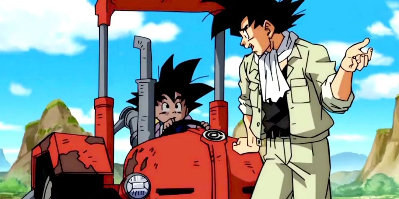 Goku como fazendeiro com Goten