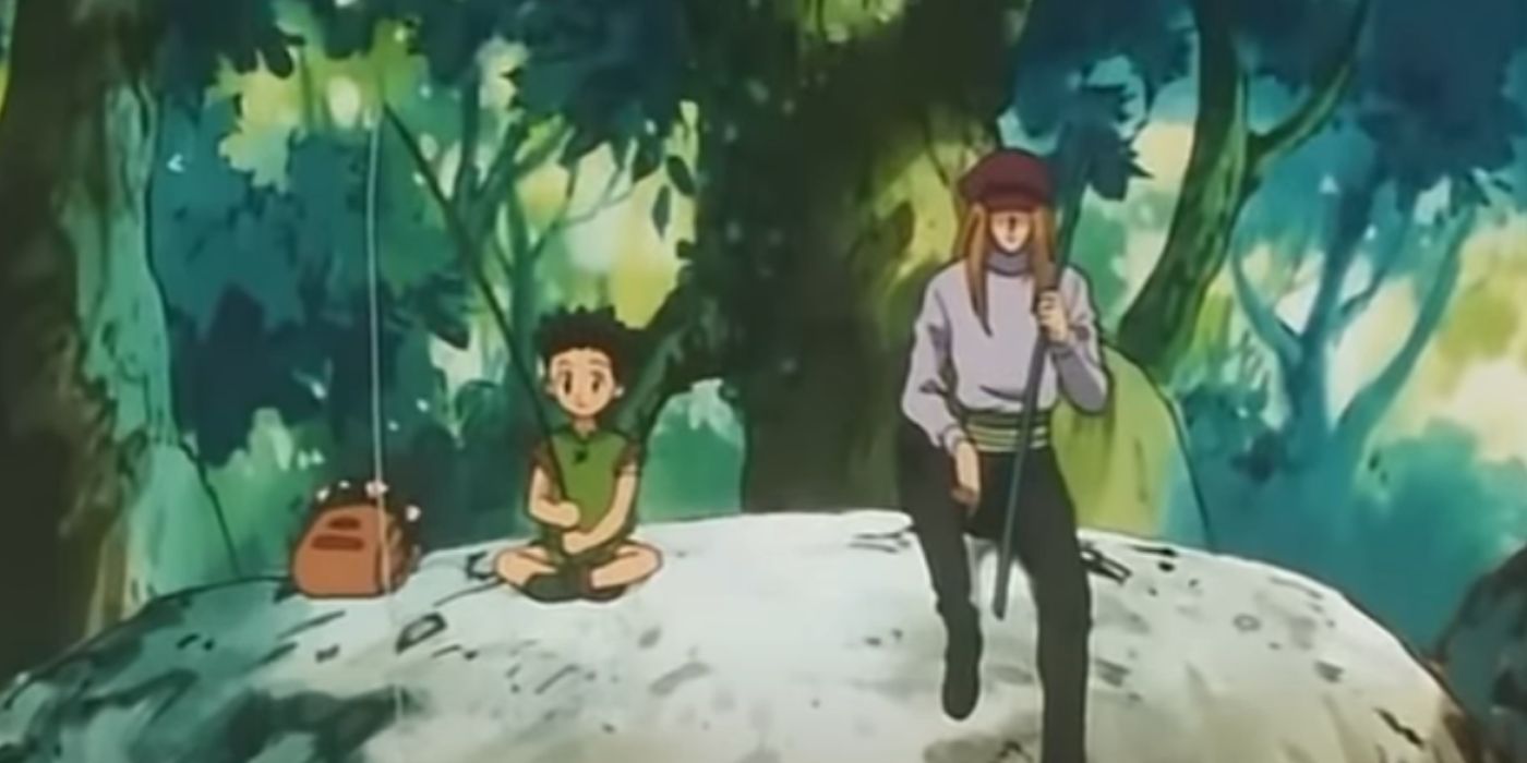 Gon-and-Kite-from-Hunter-x-Hunter-fishing-off-of-a-rock-together