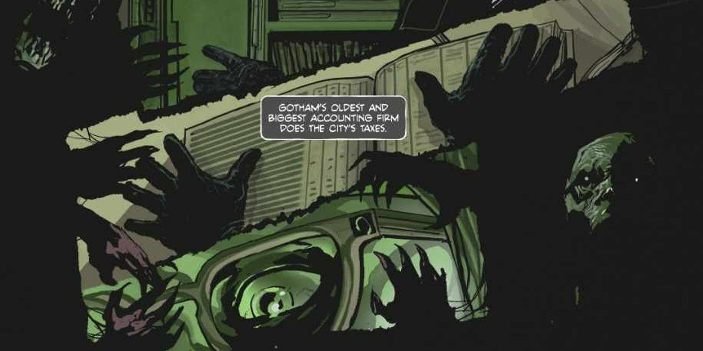 Riddler revealing Gotham&rsquo;s corrupt accounting firm in The Riddler: Year One