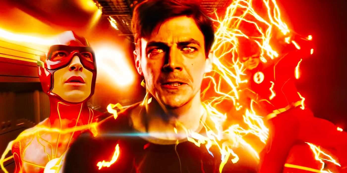 Custom image of Ezra Miller and Grant Gustin's versions of The Flash.