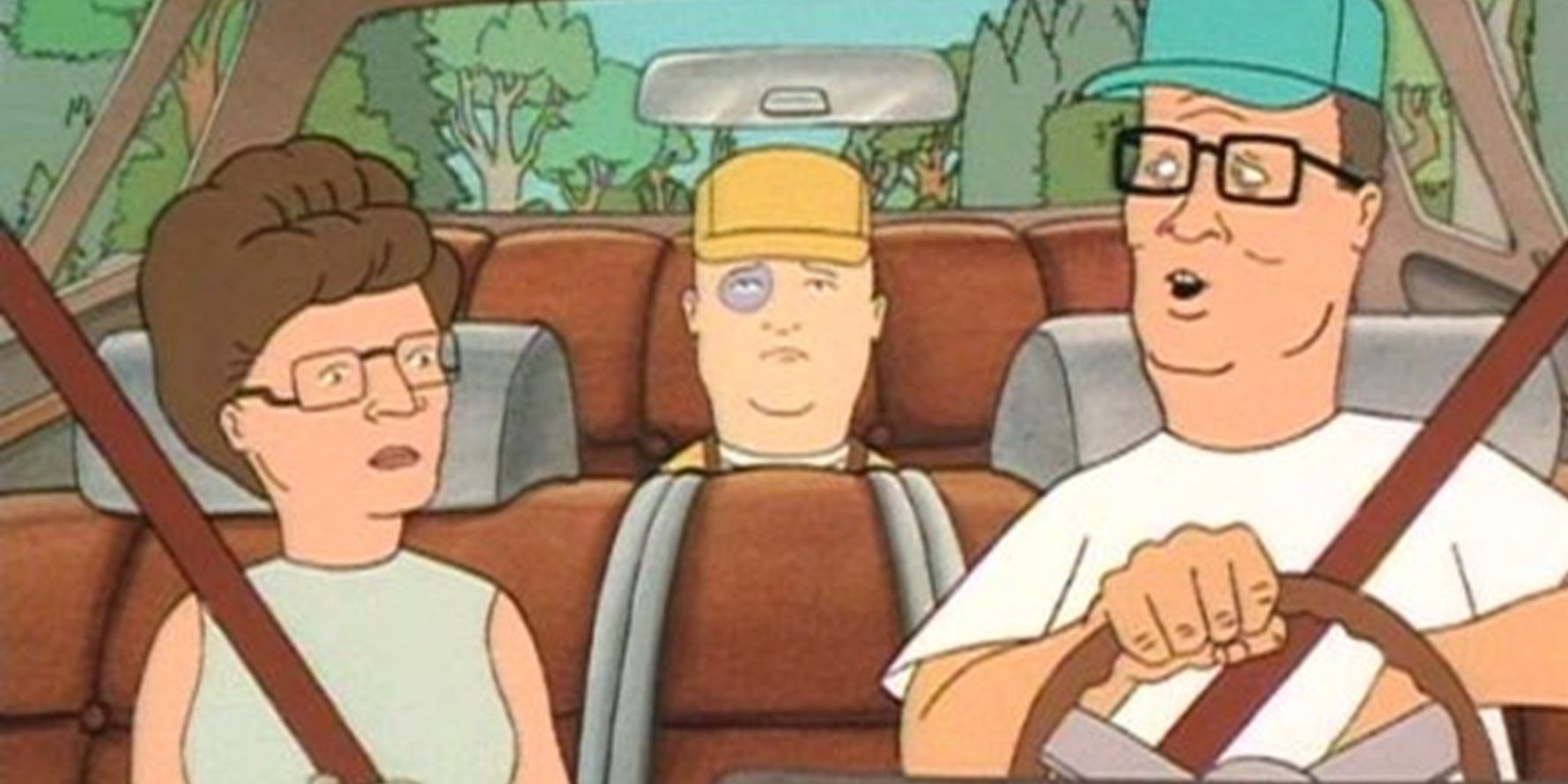 Hank, Peggy, and Bobby in the car in King of the Hill