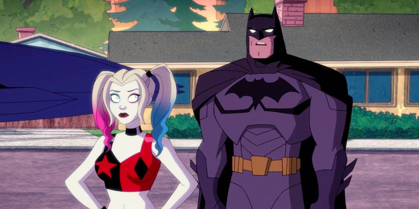 Harley and Batman talking in the Harley Quinn TV show