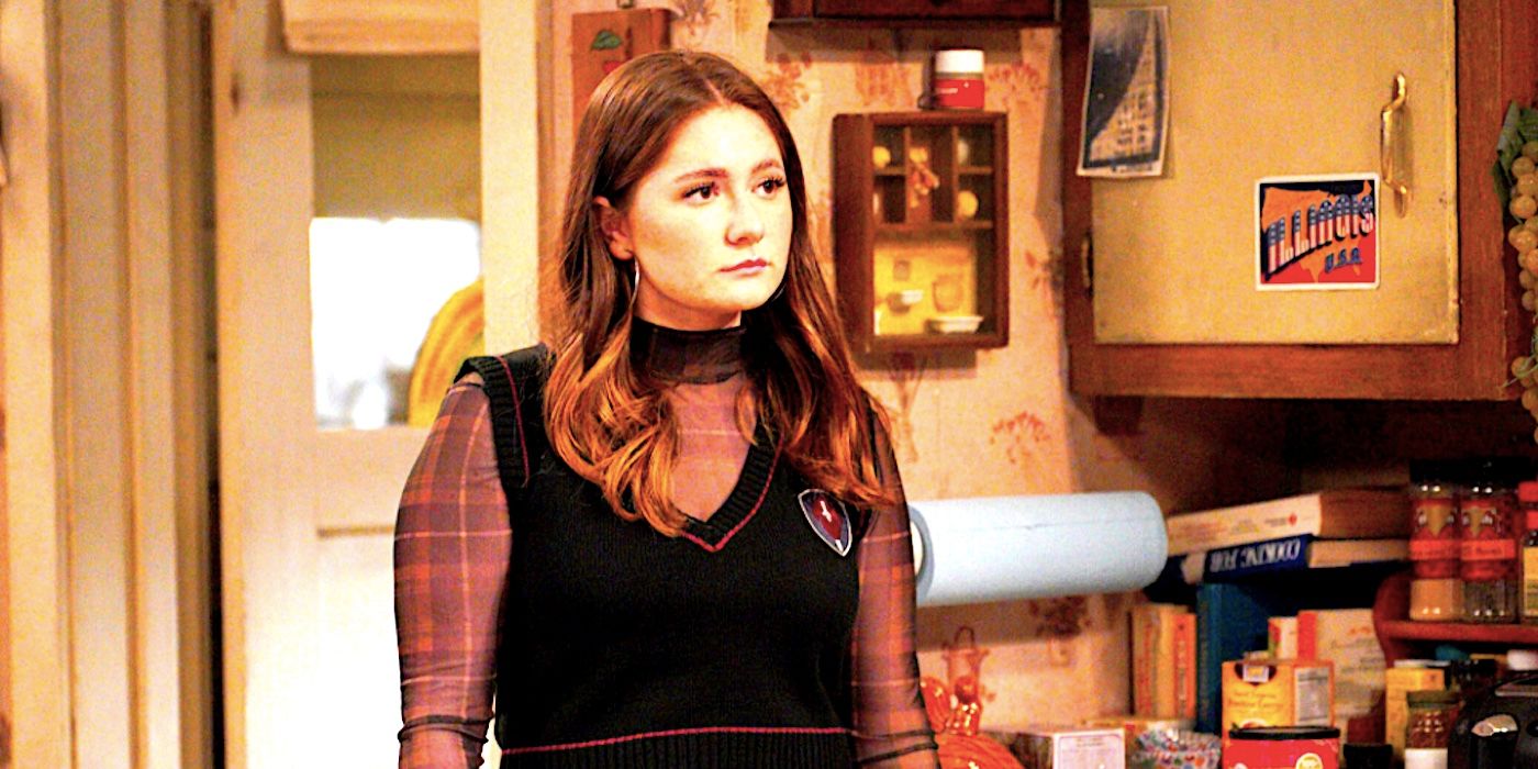 Emma Kenney's Harris stands in the kitchen in The Conners season 5