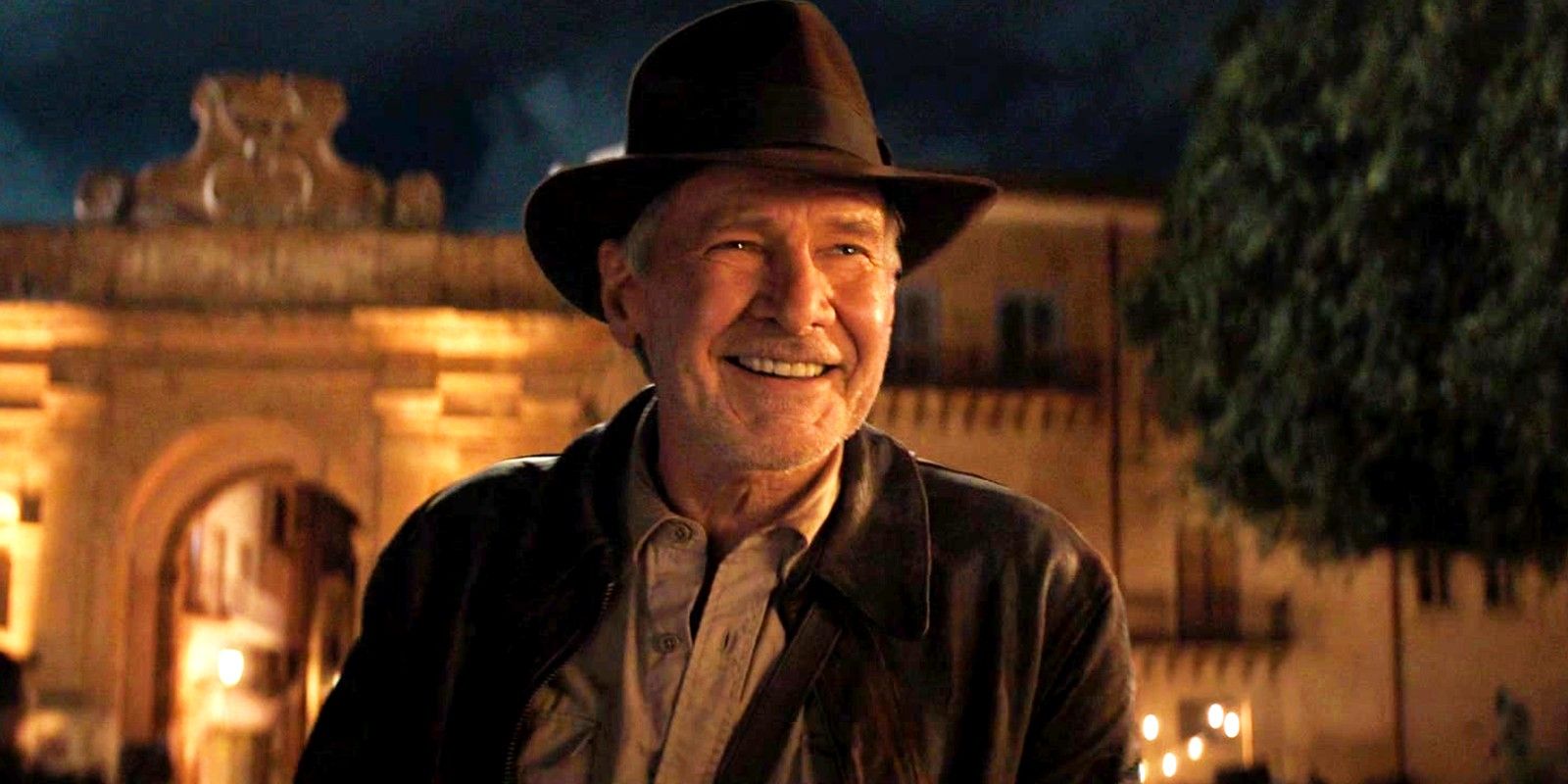 Harrison Ford as Indy smiling in Indiana Jones and the Dial of Destiny