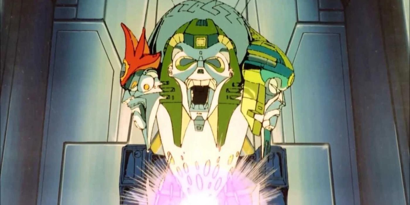 Heads of Quintessons aligned next to each other in Transformers