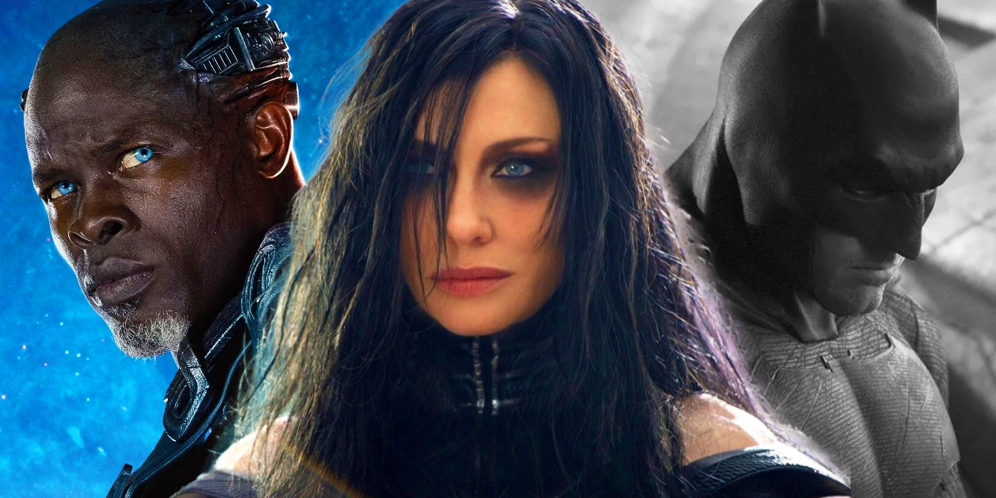 Hela, Korath, and Batman in superhero franchises MCU and DCEU