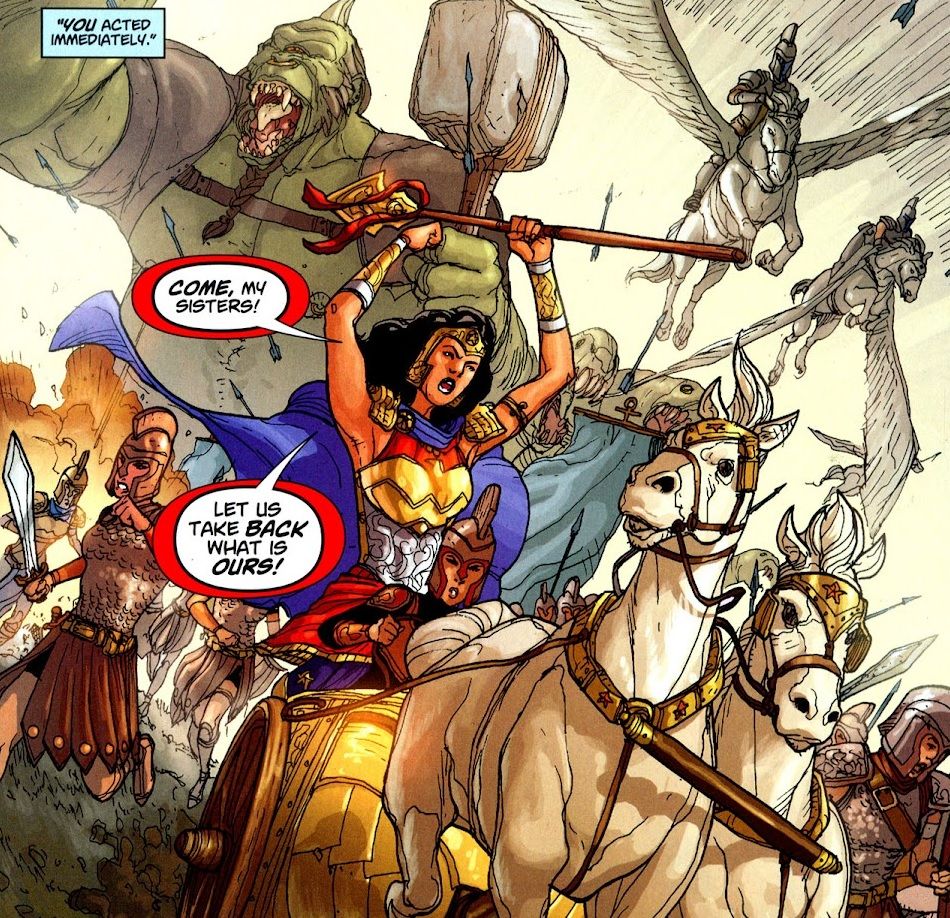Hippolyta leads an army of Amazons and creatures from Greek myth into battle against the United States.
