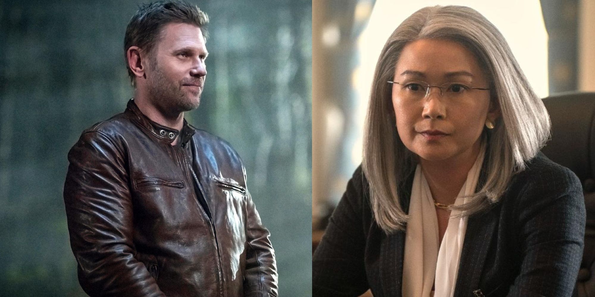 Side by side image: Mark Pellegrino as Lucifer in Supernatural; and Hong Chau in The Night Agent