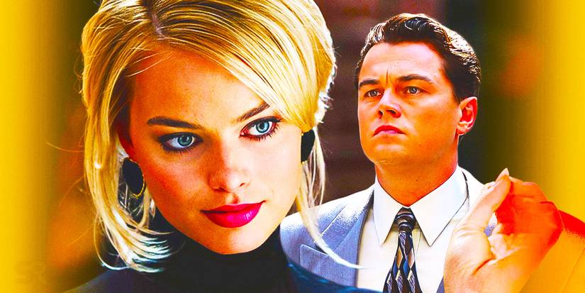 Blended image of Margot Robbie and Leonardo DiCaprio in The Wolf of Wall Street