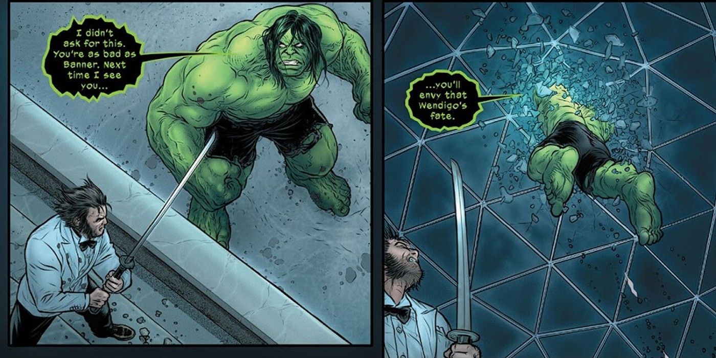 Hulk threatens Wolverine