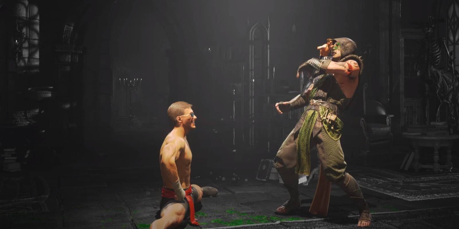 Mortal Kombat 1 Jean-Claude Van Damme Johnny Cage Performing Brutality on Reptile