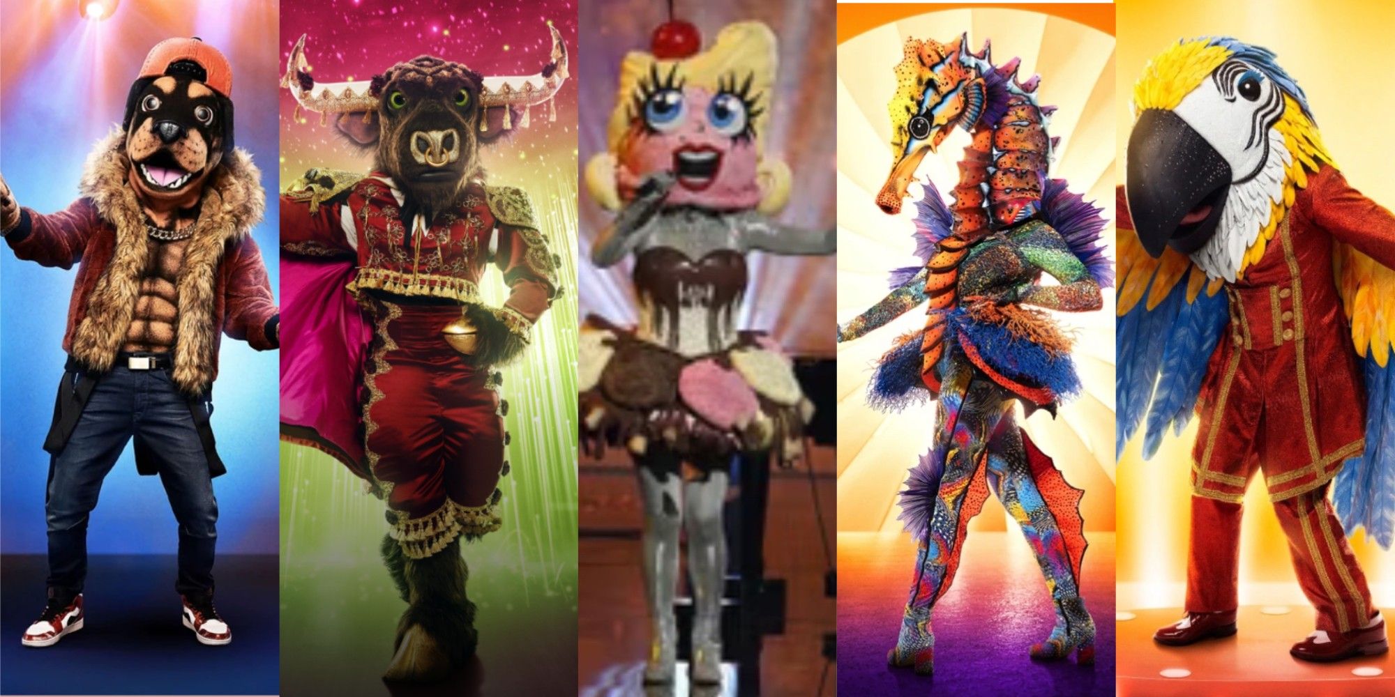 The Masked Singer American Idol Rottweiler, Bull, Banana Split, Seahorse, Macaw