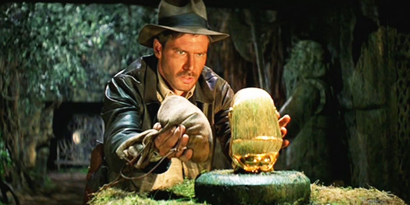 Indiana Jones uses a sandbag to get the Golden Idol in Raiders of the Lost Ark.
