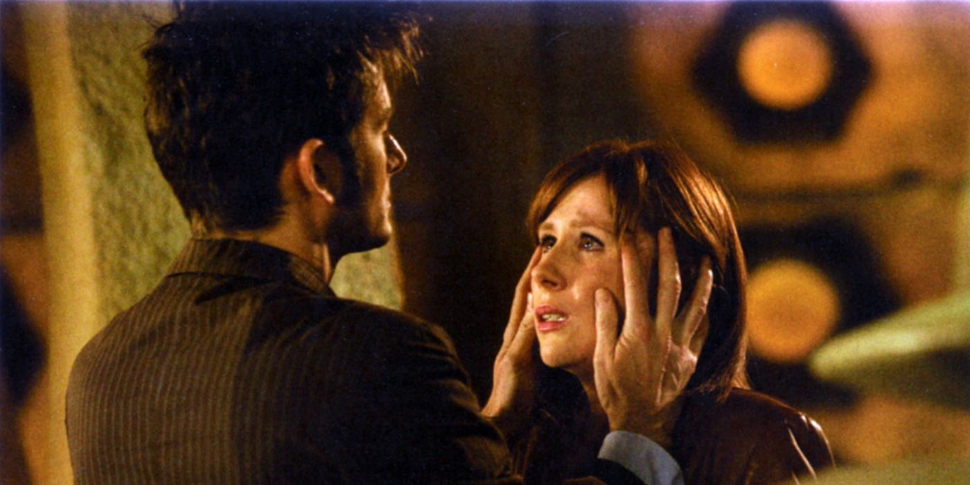 The Doctor holding Donna&rsquo;s face in &ldquo;Journey&rsquo;s End&rdquo;