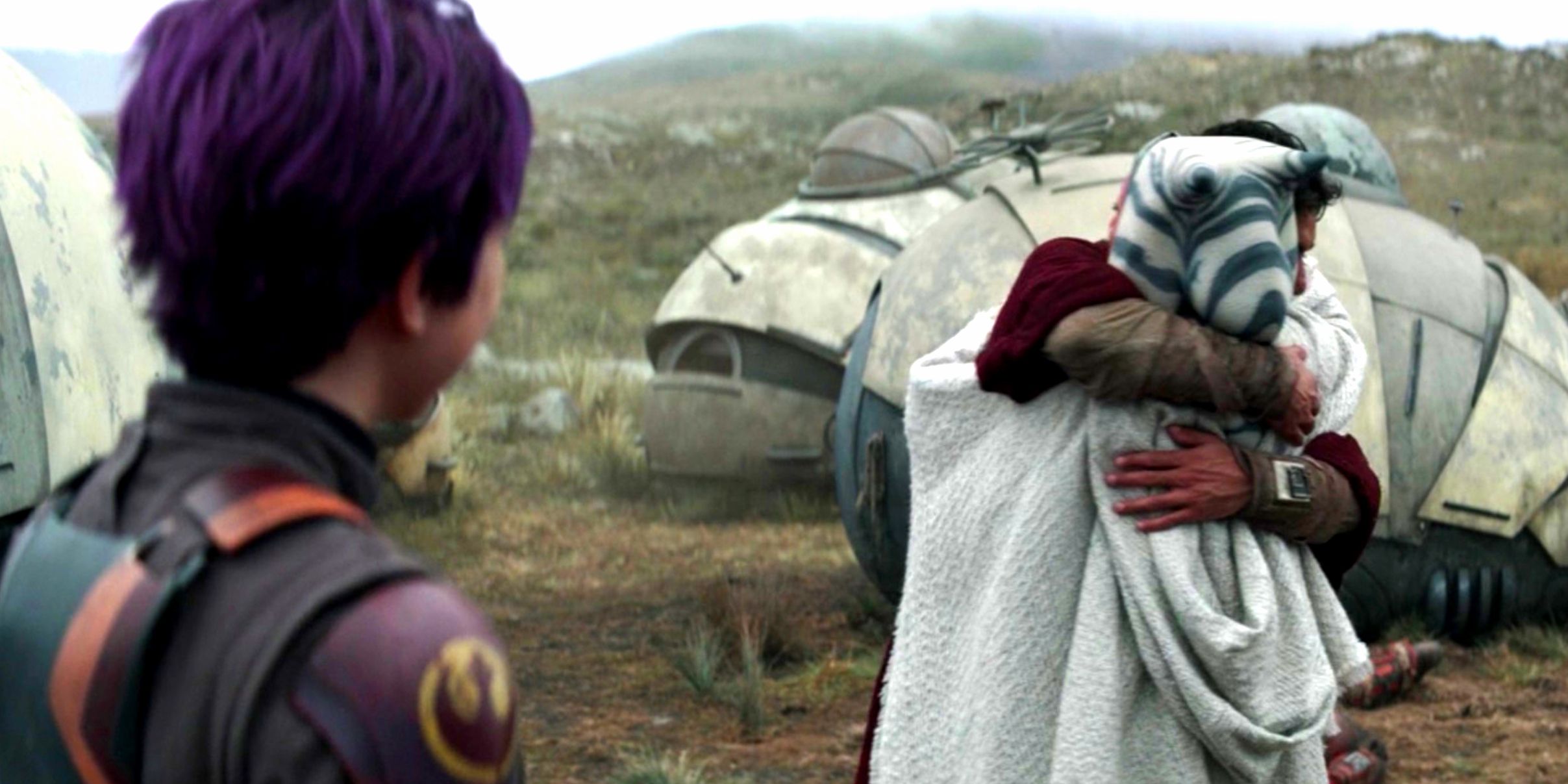 Sabine watches Ezra and Ahsoka embrace in Ahsoka episode 7.