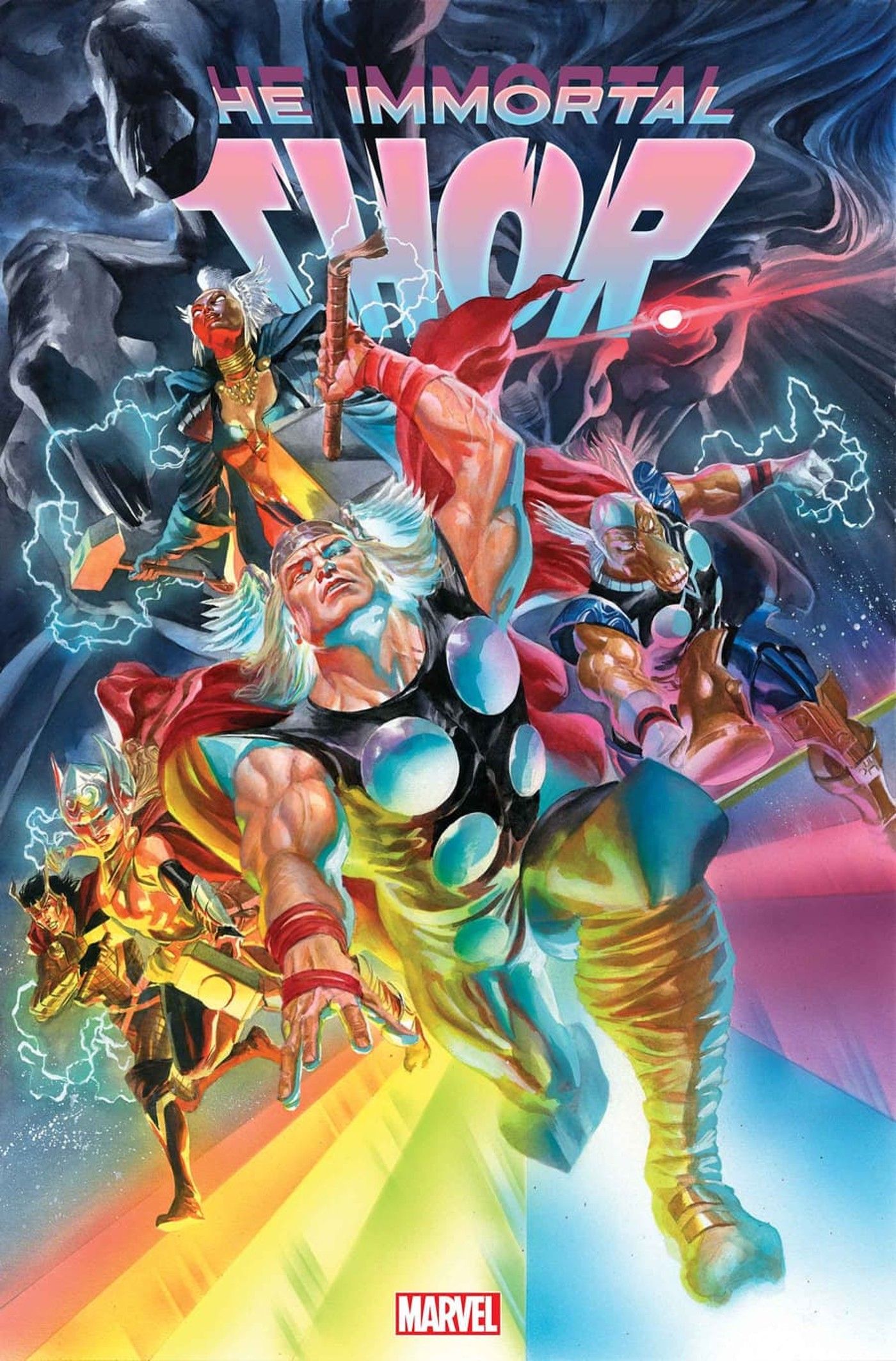 Immortal Thor #5 Main Cover by Alex Ross, featuring the all new Thor Corps with Storm, Loki, Jane Foster, and Beta Ray Bill
