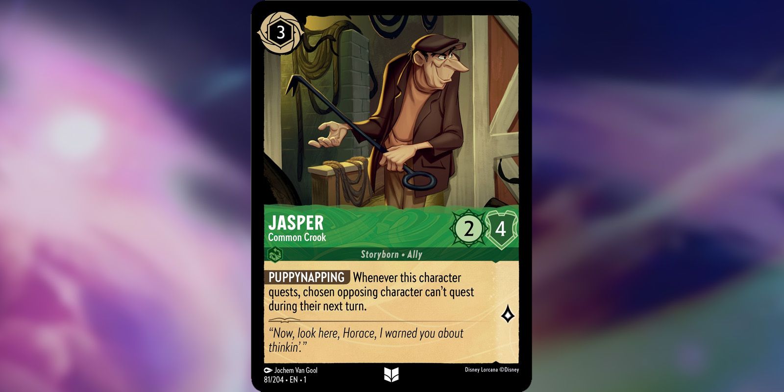 Jasper Disney Lorcana card showing the henchman with a crowbar.