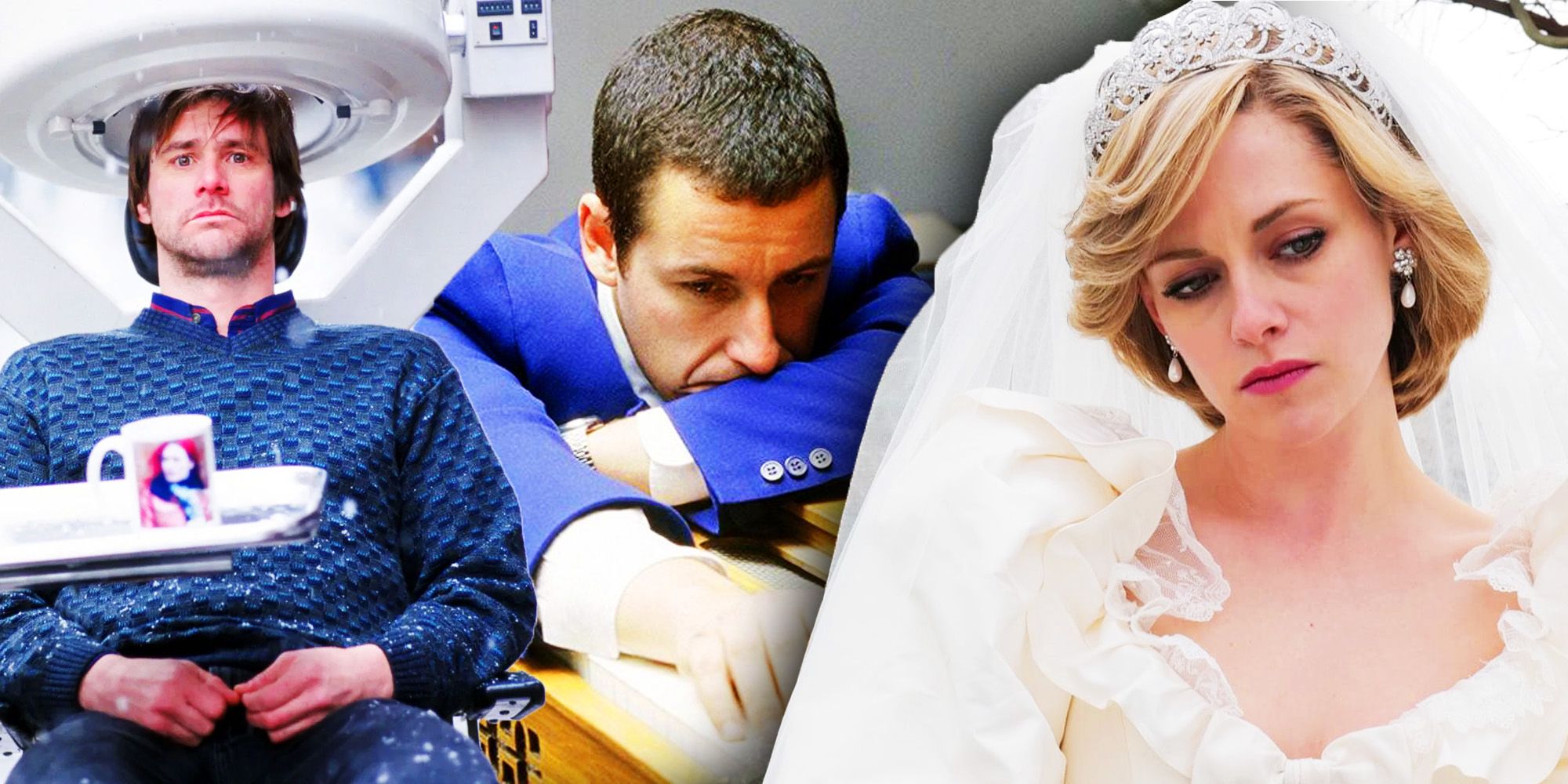 Jim Carrey in Eternal Sunshine of the Spotless Mind Adam Sandler in Punch Drunk Love and Kristen Stewart in Diana