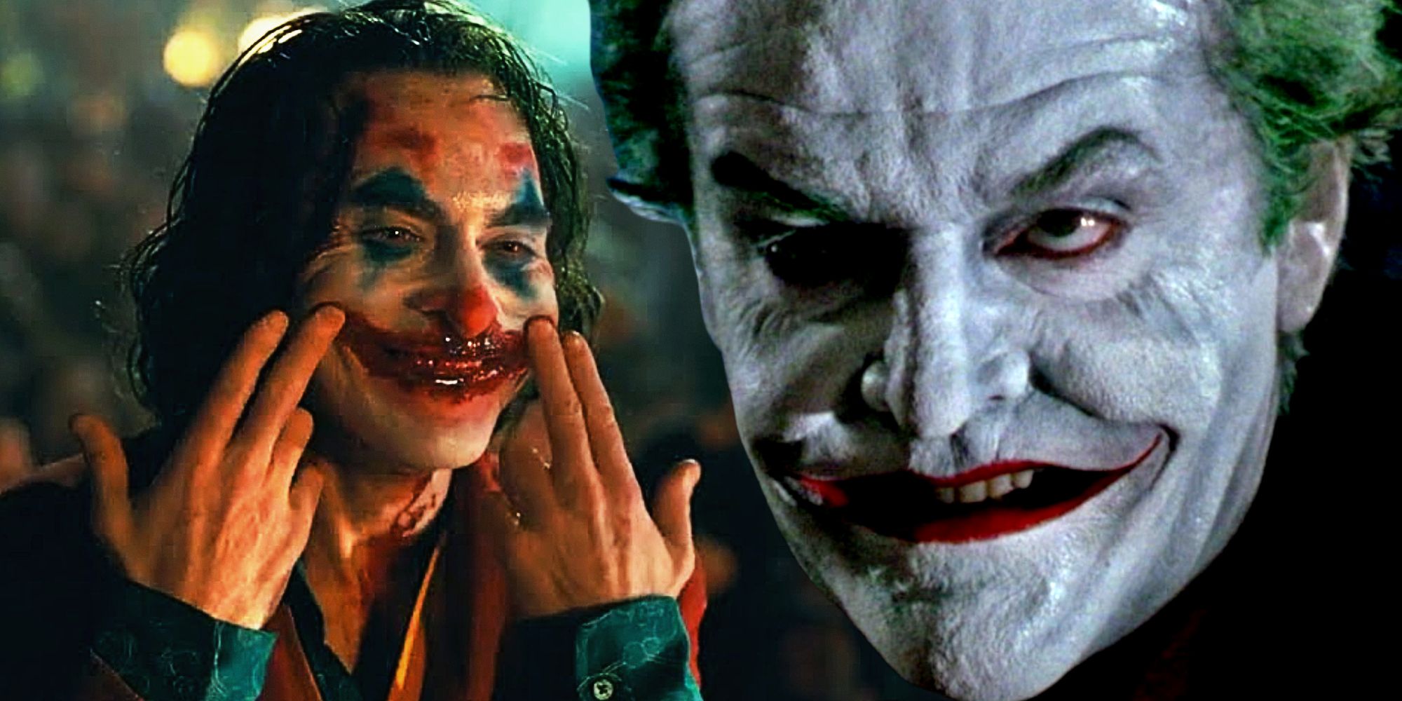 Joaquin Phoenix and Jack Nicholson as Joker in the Batman Movies