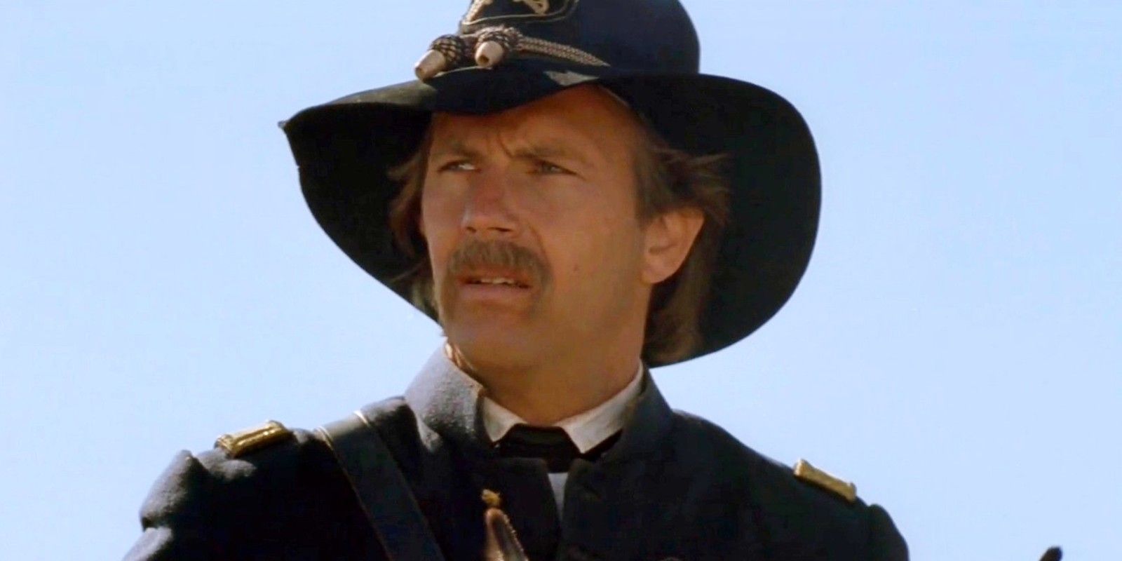John Dunbar looking to the side in Dances with Wolves