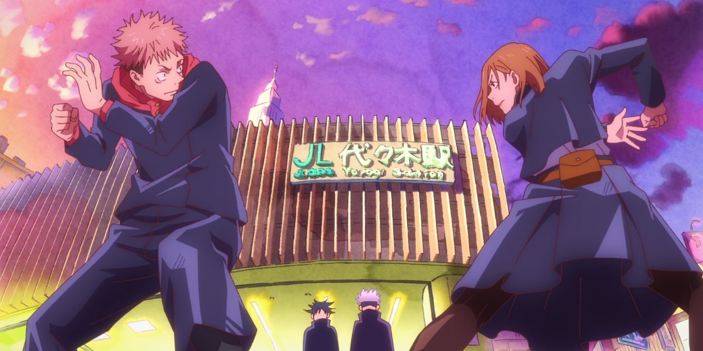 Kugisaki and Itadori playing rock, paper, scissors.