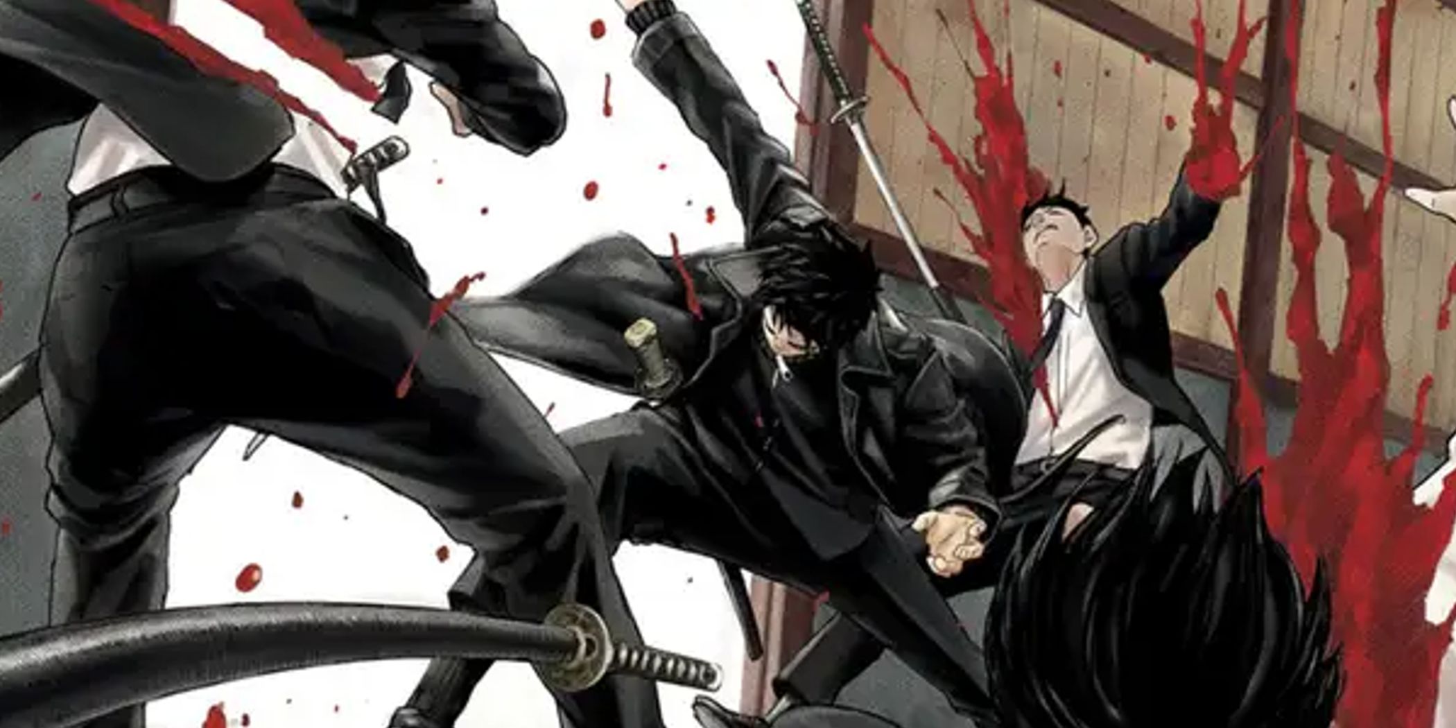 Kagurabachi&rsquo;s Chihiro cutting down his enemies with a katana.