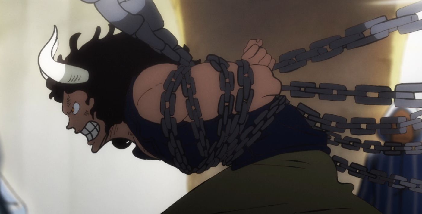 Kaido prisoner in his flashback in One Piece