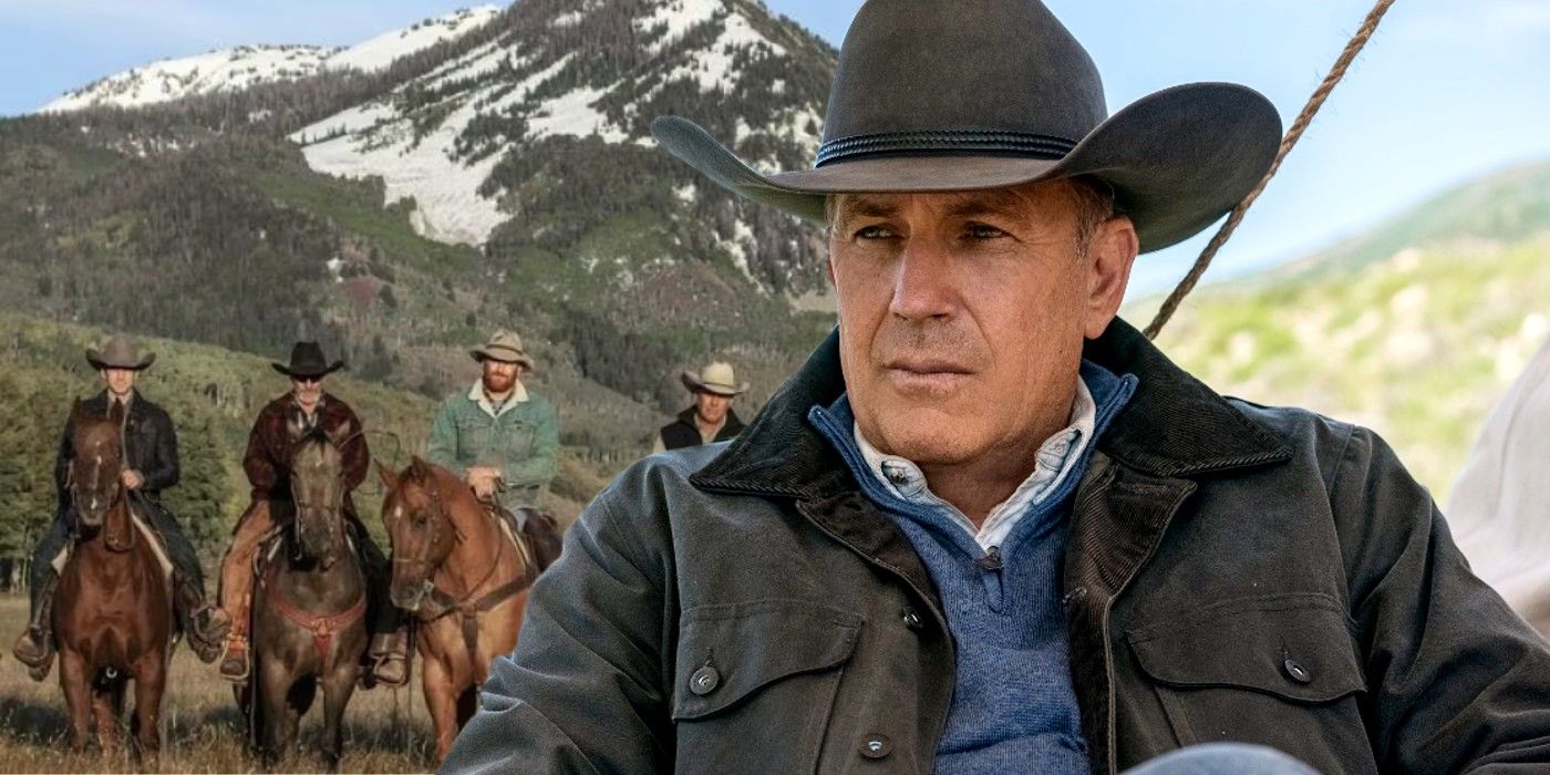 Kevin Costner dans le rôle de John Dutton et des cowboys à Yellowstone