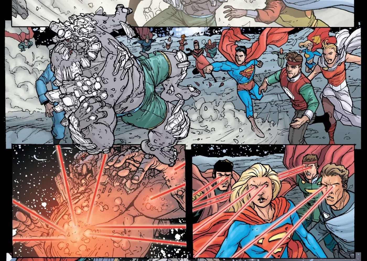 Kryptonians Defeat Doomsday with Heat Vision