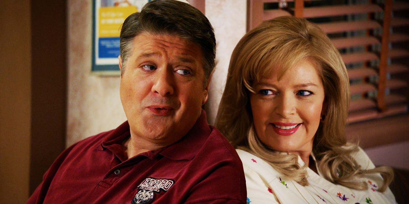 Lance Barber as George Cooper and Melissa Peterman as Brenda Sparks in Young Sheldon season 6