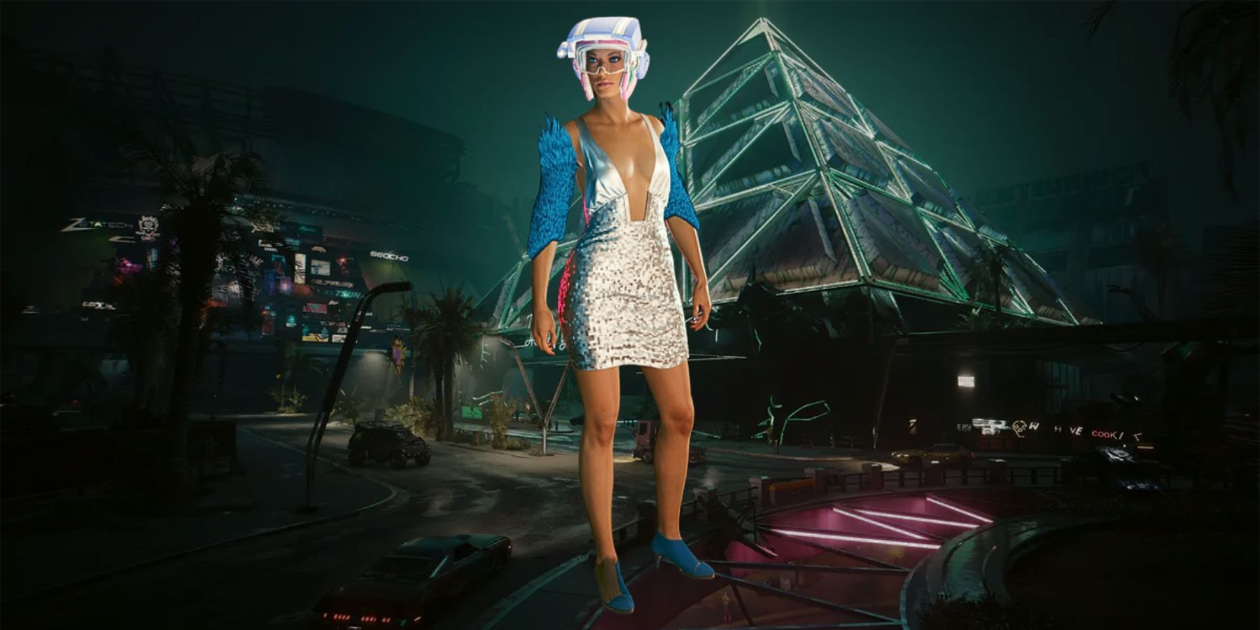 Laser-cut dress with Impregnated Fluocarbon in Cyberpunk 2077 Phantom Liberty