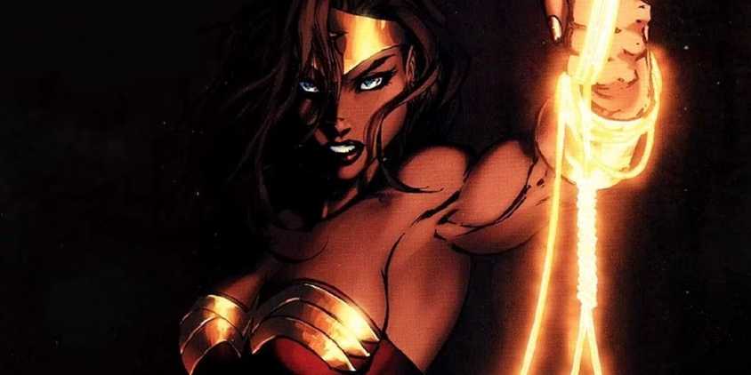 Wonder Woman holding the lasso of truth in DC comics