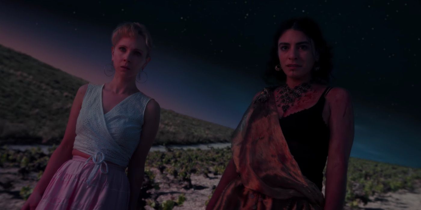 Lucy and Cherifa watch the house blow up in Little Birds