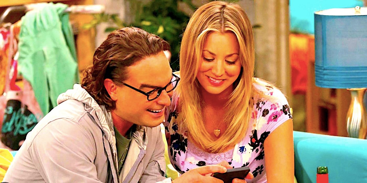 Leonard e Penny sorrindo em The Big Bang Theory