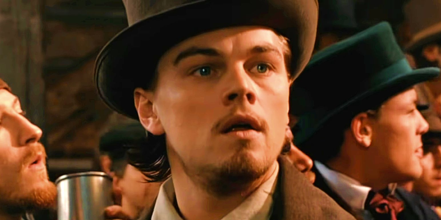 Leonardo DiCaprio looking shocked in Gangs of New York