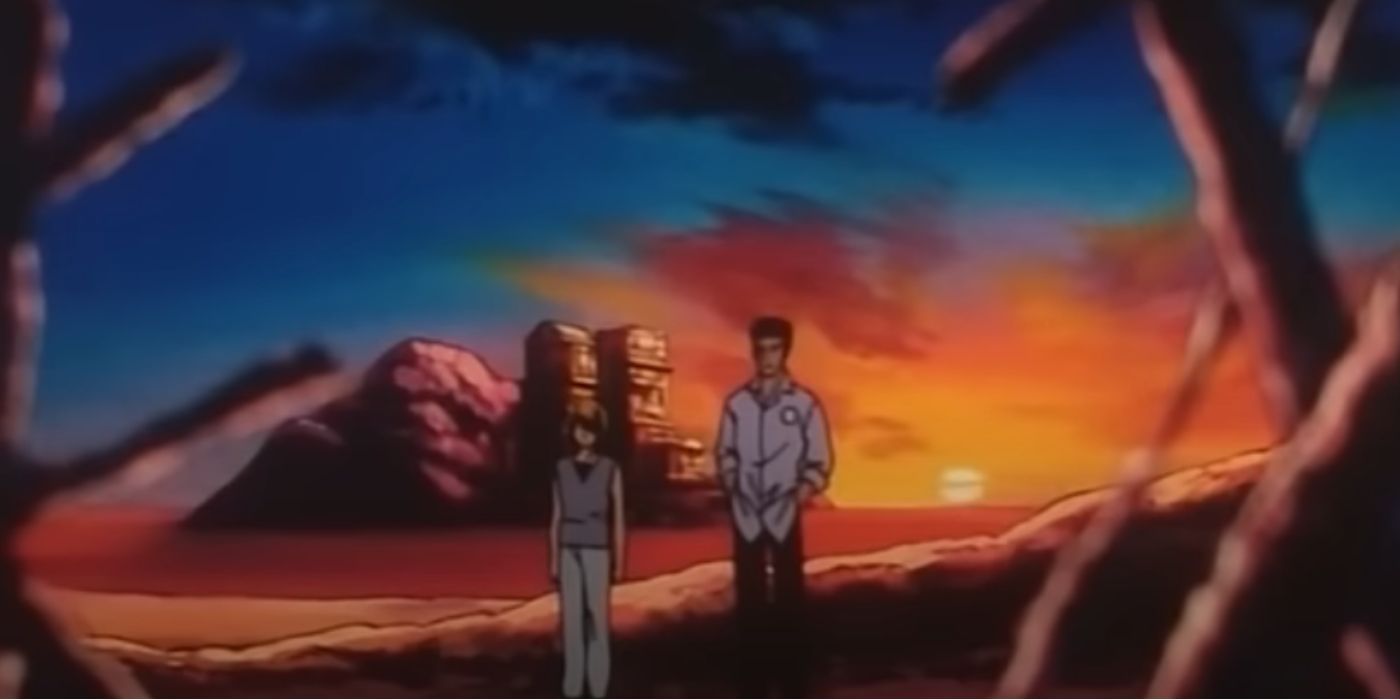 Leorio-and-Kurapika-from-Hunter-x-Hunter-standing-together-with-a-sunset-in-the-background