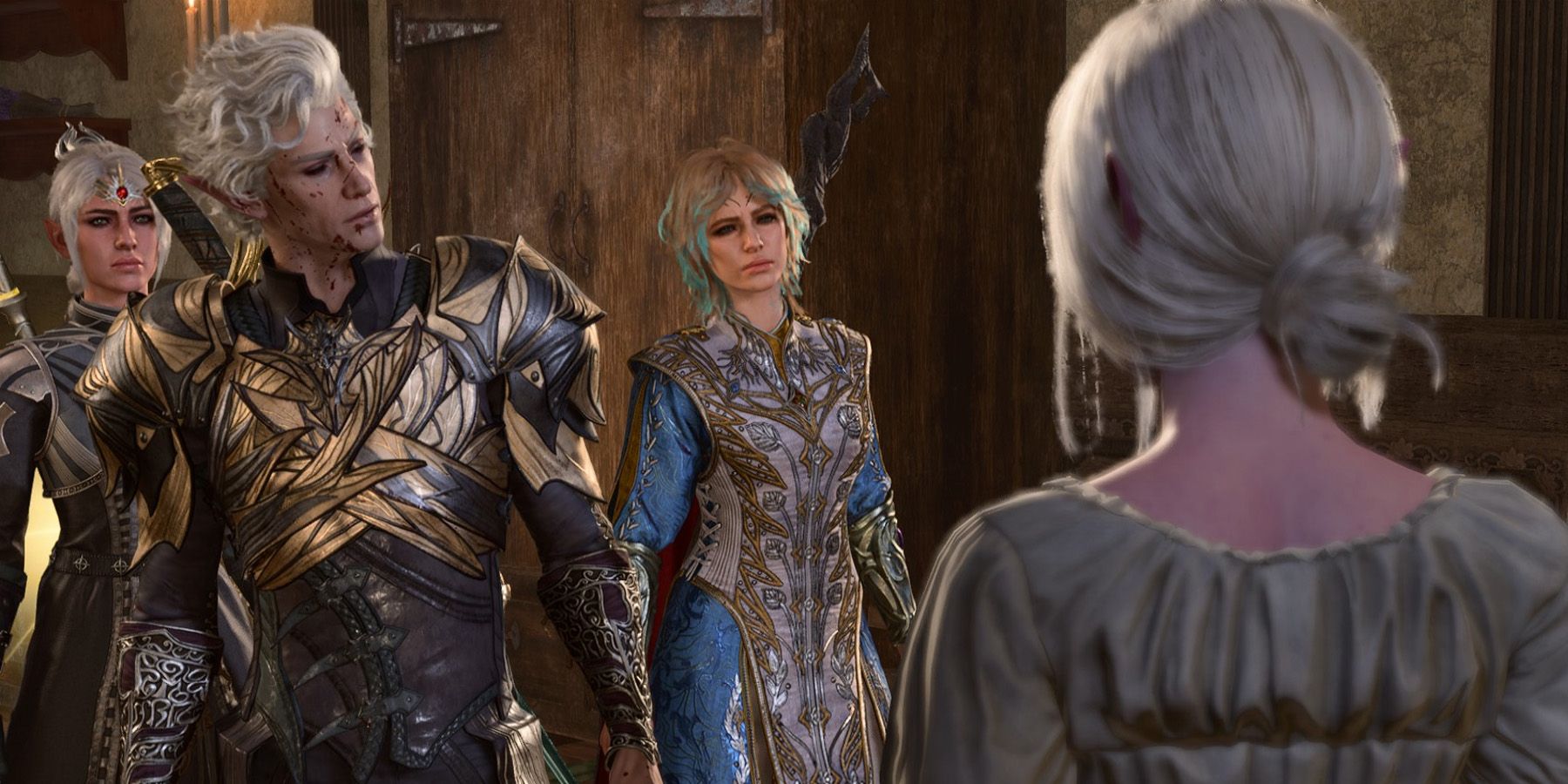 Astarion talking to Dalyria in Baldur&rsquo;s Gate 3.