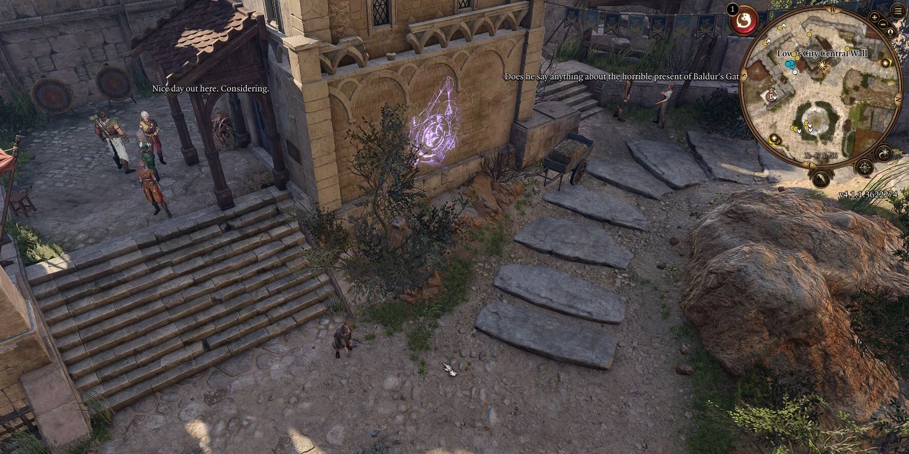 Lower Wall Waypoint Showing entrance the tower which leads to Cazador&rsquo;s Palace in Baldur&rsquo;s Gate 3