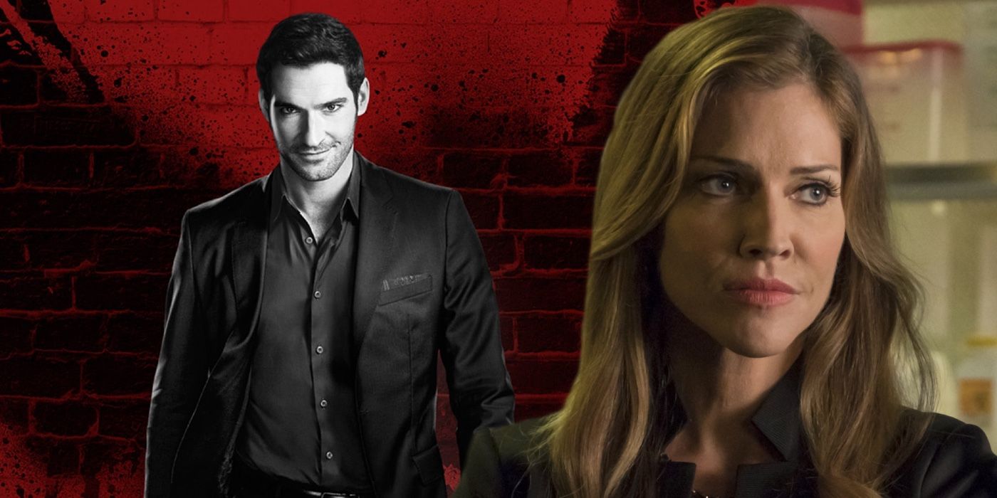 A composite image of Lucifer and Charlotte from Lucifer