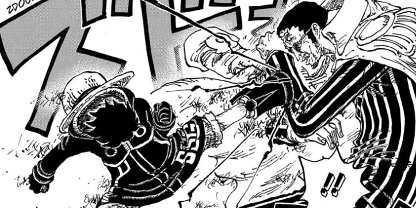 Luffy Kicks Kizaru in One Piece