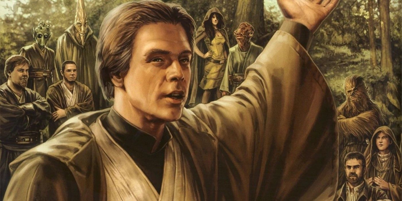 A Legends book cover with Luke Skywalker raising his hand and other Jedi in the background