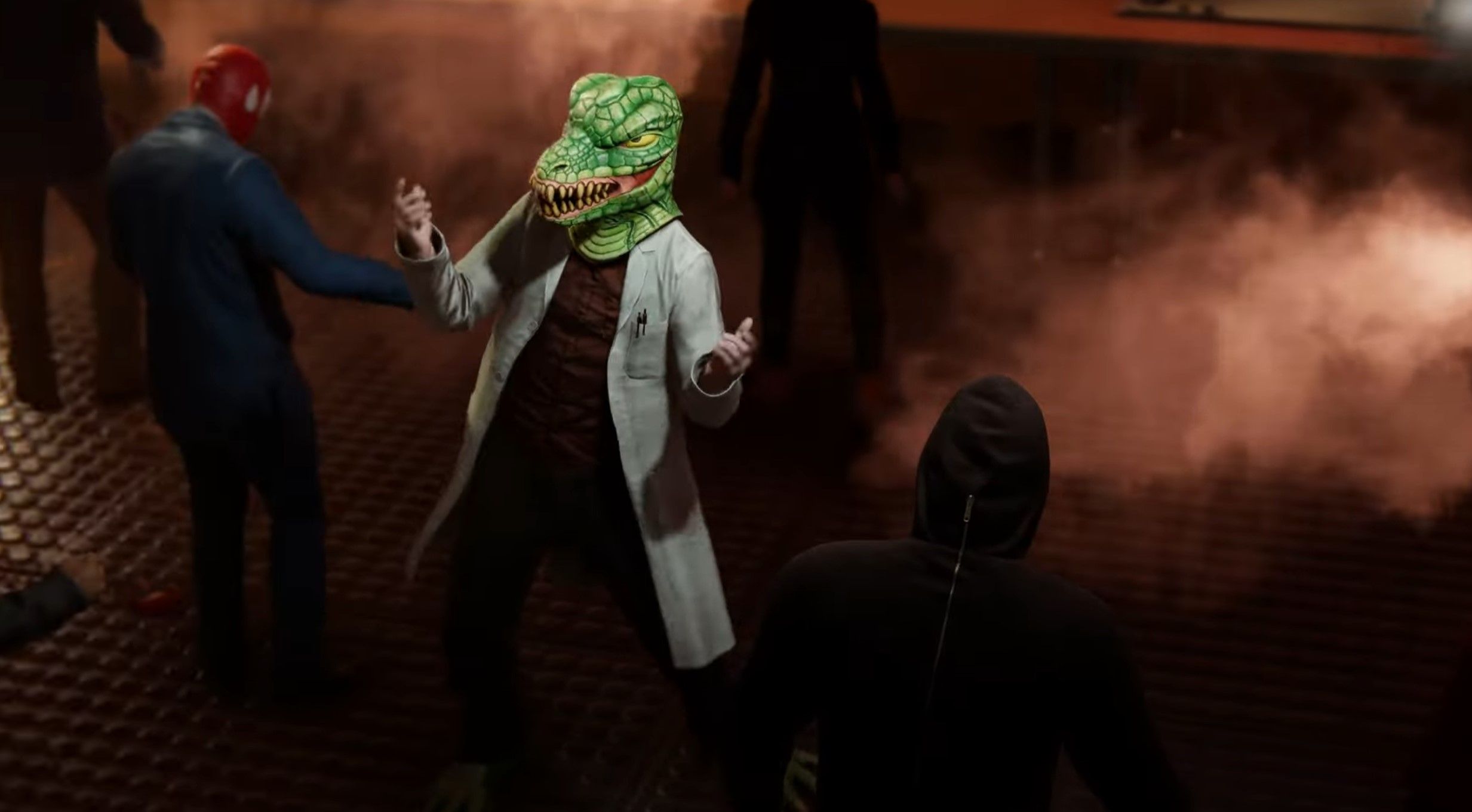 Dr Delaney in costume at ESU&rsquo;s Halloween party as The Lizard in Marvel&rsquo;s Spider-Man