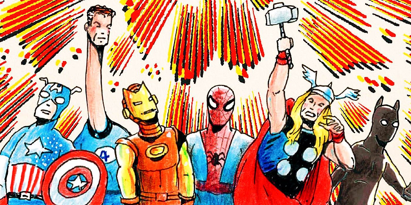 Marvel Superheroes in Crayon Style