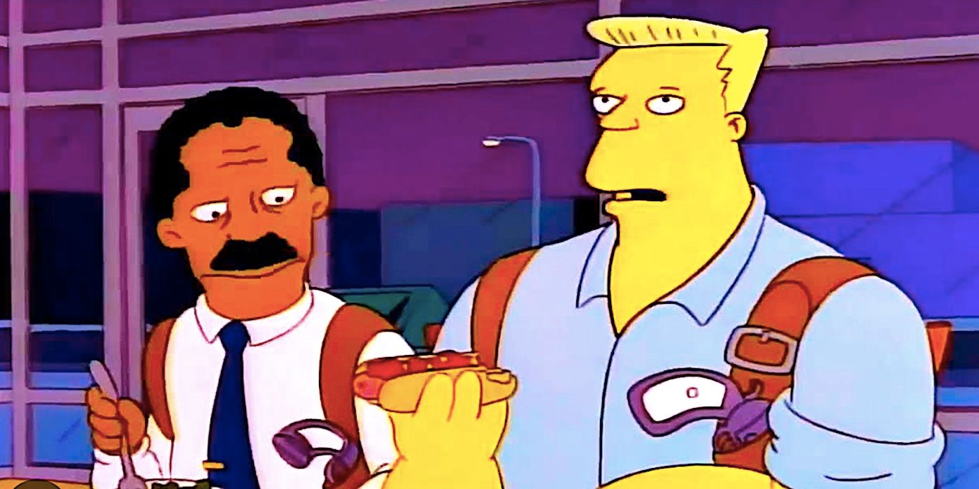 McBain eats a hot dog in The Simpsons