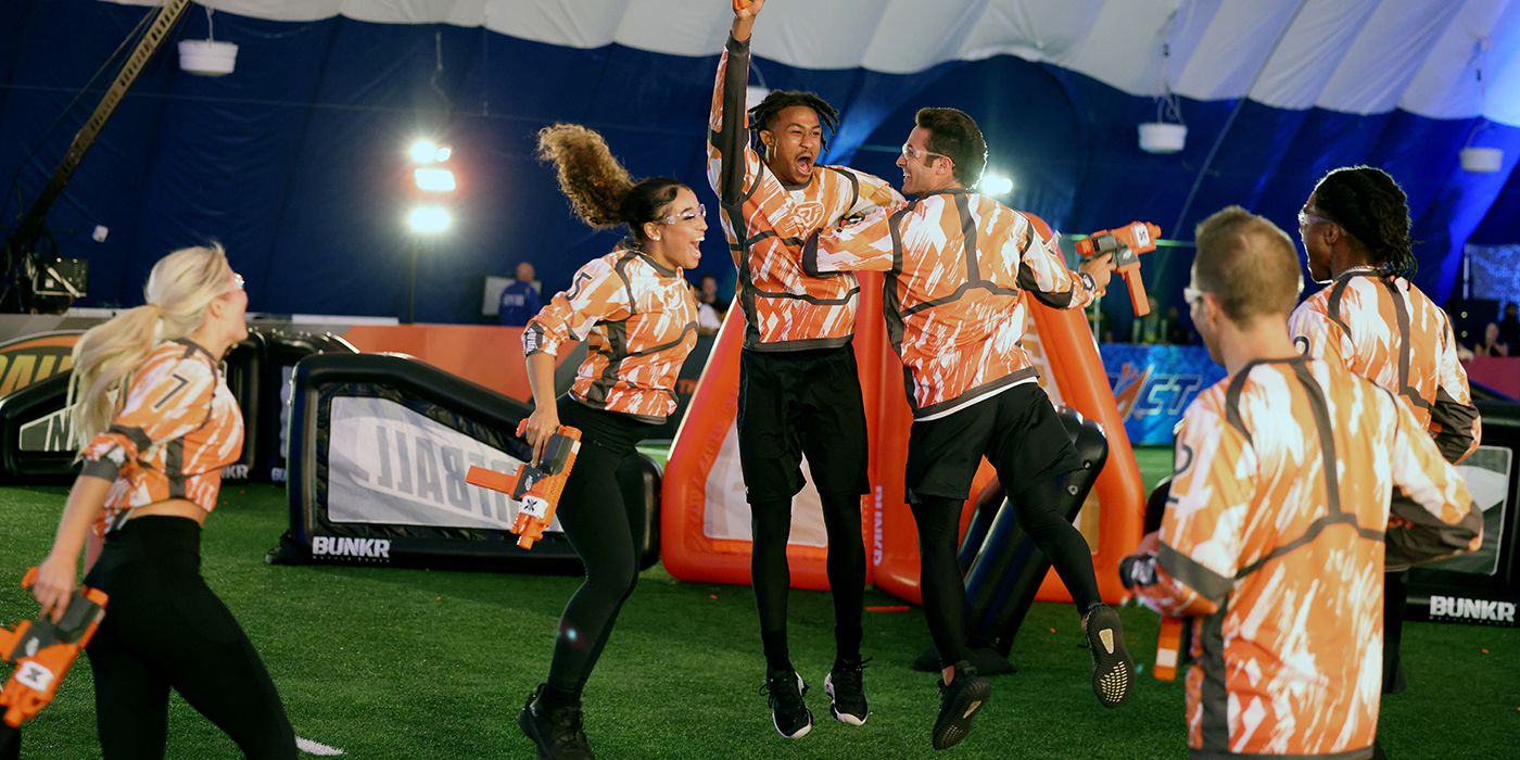 Meechie Johnson and Team VELOCITY celebrate NerfBall — Battle in the Bubble victory