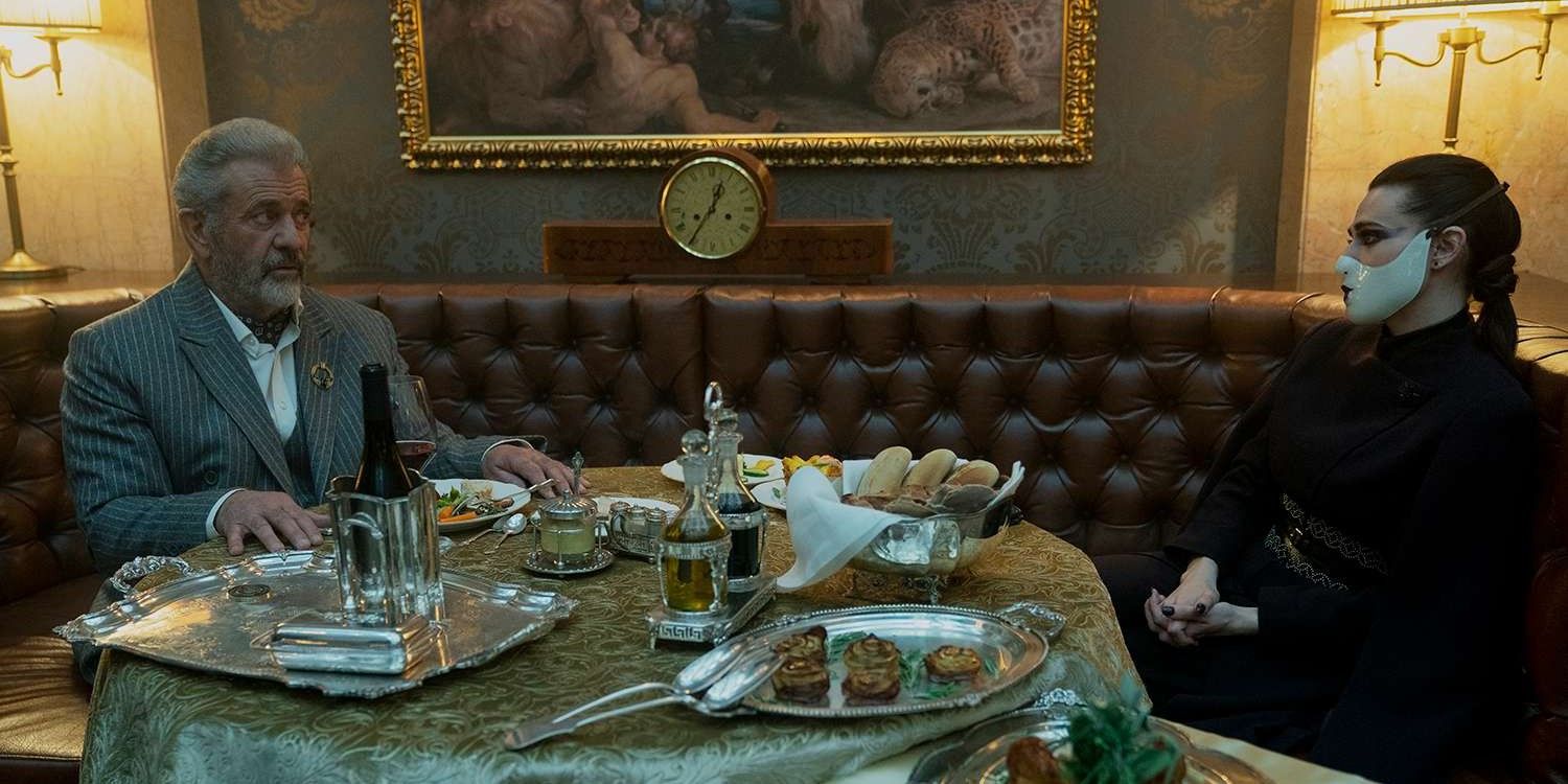 Mel Gibson and Katie McGrath in The Continental: From the World of John Wick