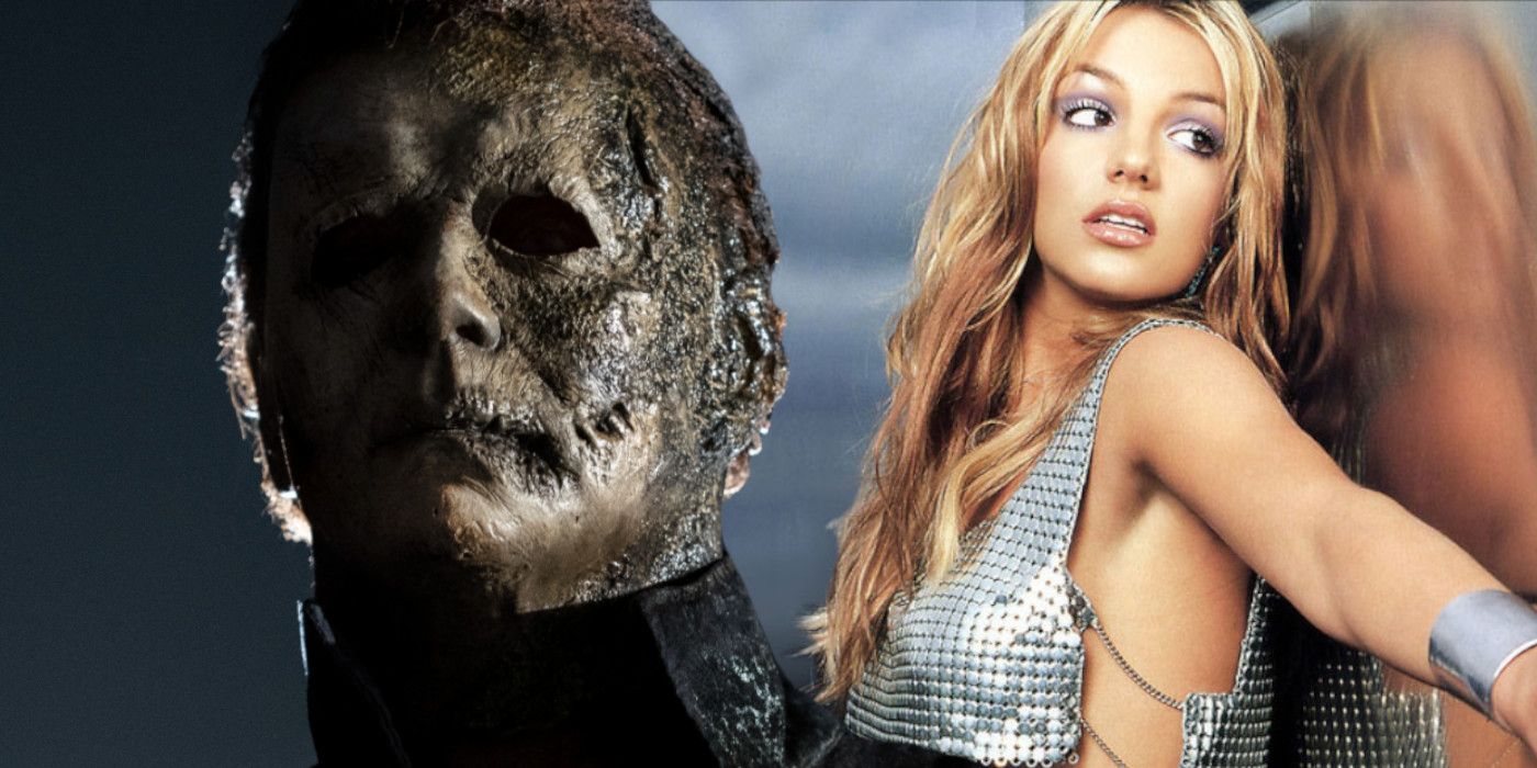 Michael Myers with a burned mask and Britney Spears