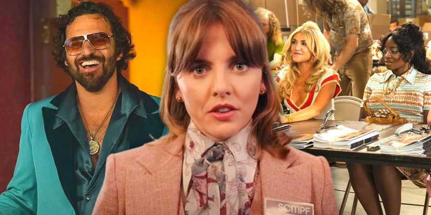 Ophelia Lovibond, Jake Johnson, Jessica Lowe, and Idara Victor in STARZ comedy Minx.