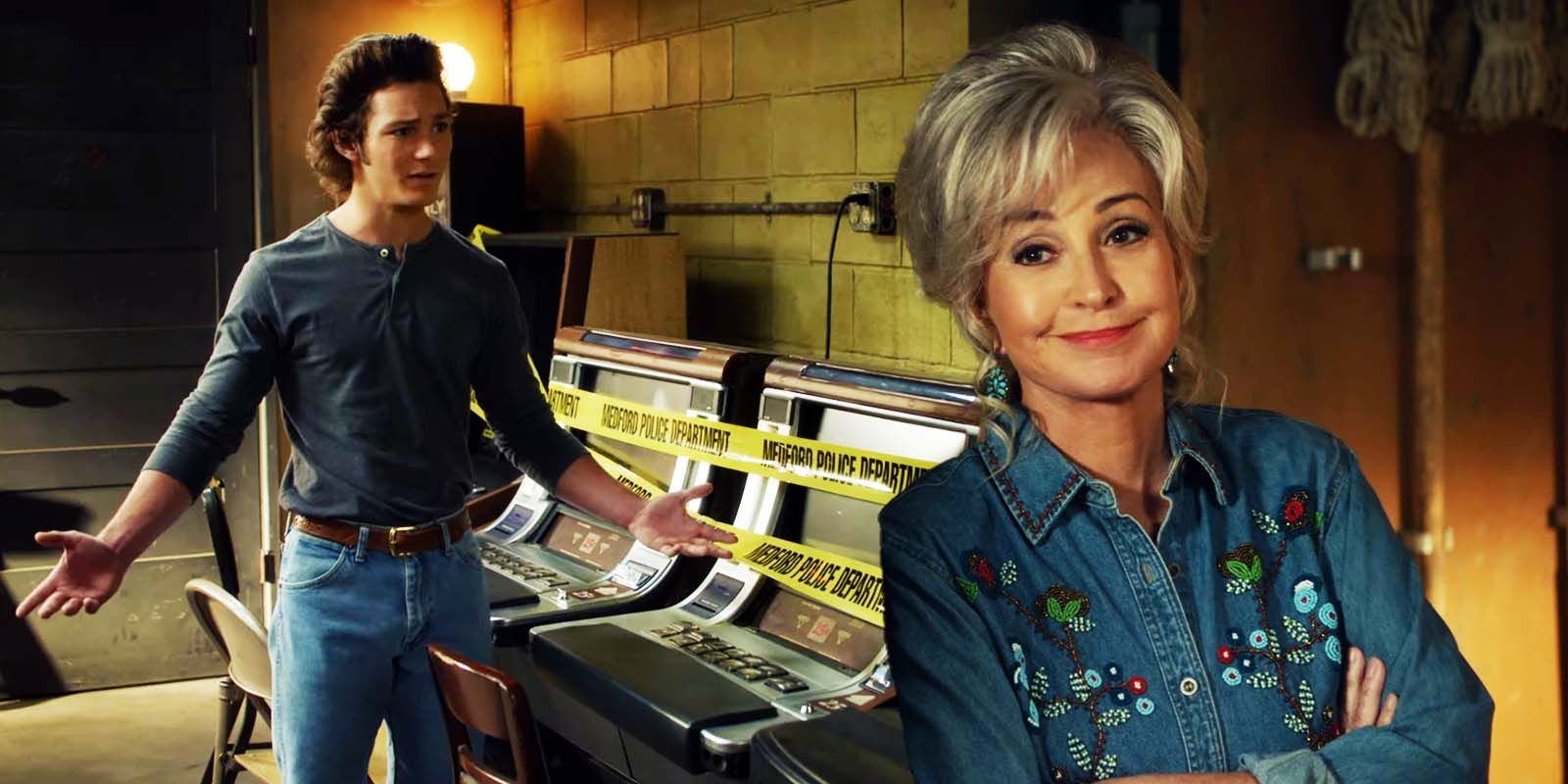 Montana Jordan as Georgie and Annie Potts as Connie in Young Sheldon season 5